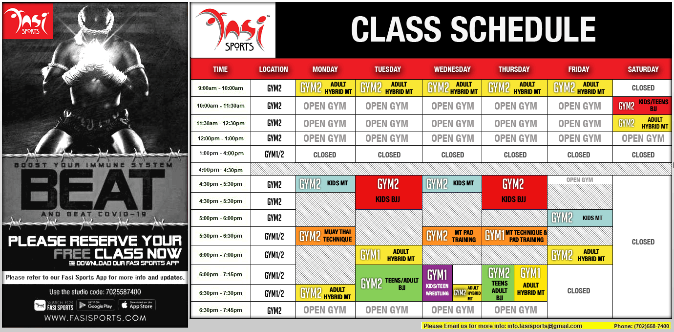 2023 Fasi Sports Gym 1 & 2 Schedule